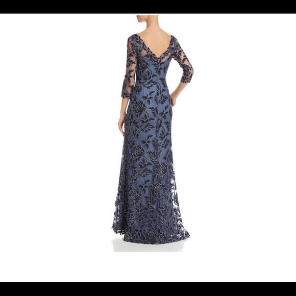 Tadashi soji blue gown lace size 2 mermaid dress - Picture 4 of 5